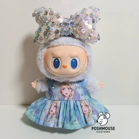 Disney Frozen Elsa Dress with Sparkle Sequin Bow Labubu Outfit - Picture 2 of 7